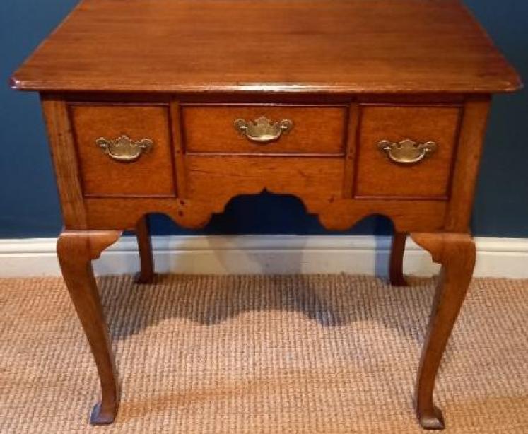 George II Period Oak Cabriole Leg Lowboy - Image 1