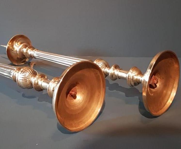 Pair of Early Victorian Brass Pricket Candlesticks - Image 2