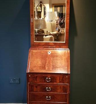 Small Proportioned George II Walnut Bureau Bookcase