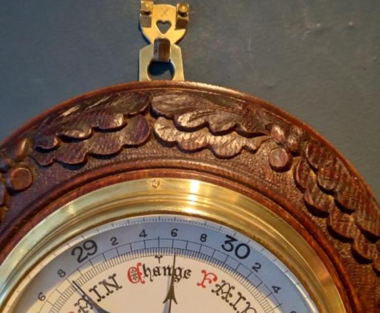 Antique Acorn Leaf Negretti & Zambra Barometer - Image 5