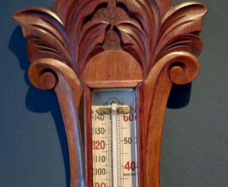 Antique Polished Walnut Banjo Barometer - Image 4