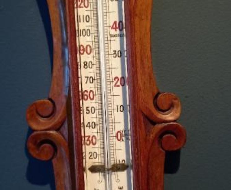Antique Polished Walnut Banjo Barometer - Image 5