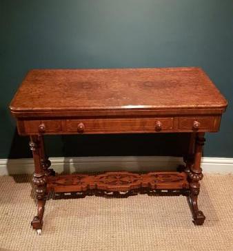 Victorian Burr Walnut Card Table