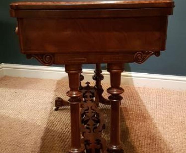 Victorian Burr Walnut Card Table - Image 4