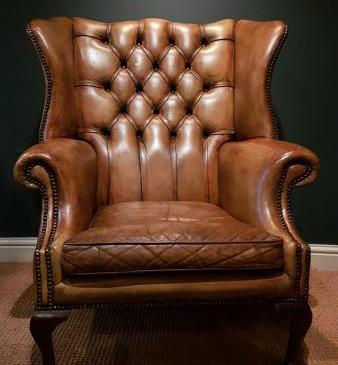 1930's Hide Wing Back Arm Chair