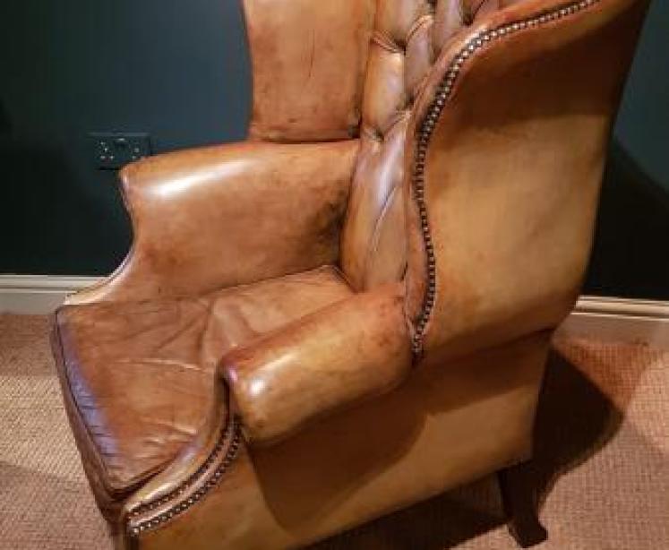 1930's Hide Wing Back Arm Chair - Image 5