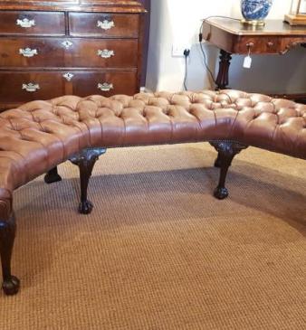 Late Victorian Leather Upholstered Bay Window Seat