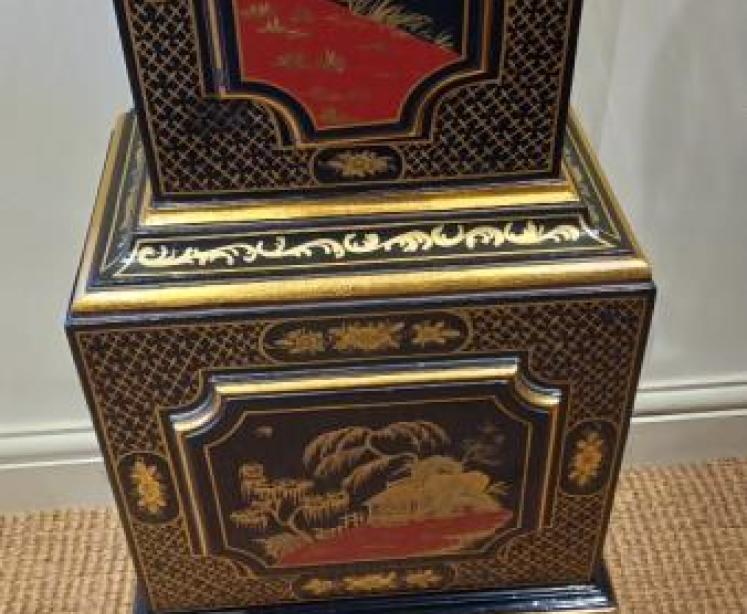 Antique Chinoiserie Westminster Chiming Grandmother Clock - Image 6
