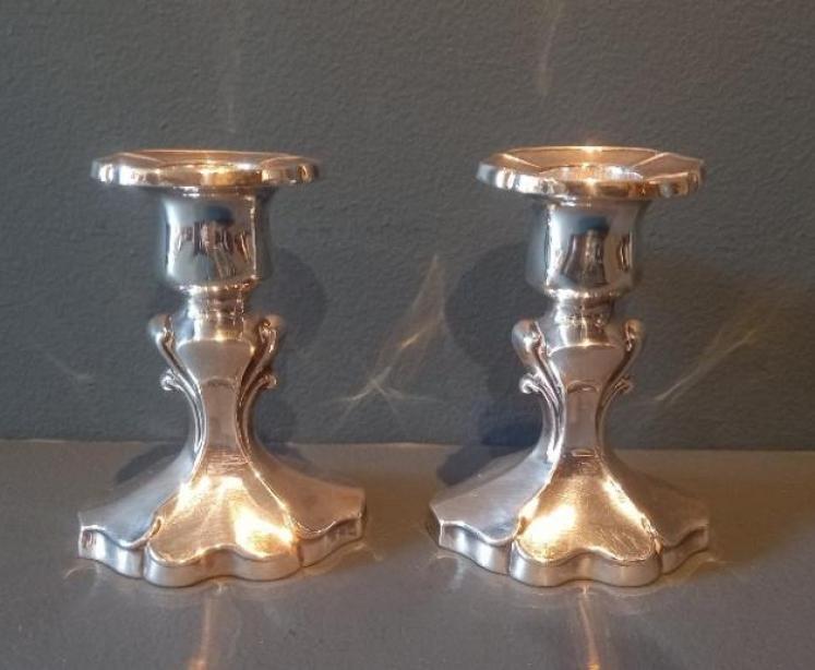 Pair of Edwardian Silver Shaped Candlesticks - Image 1