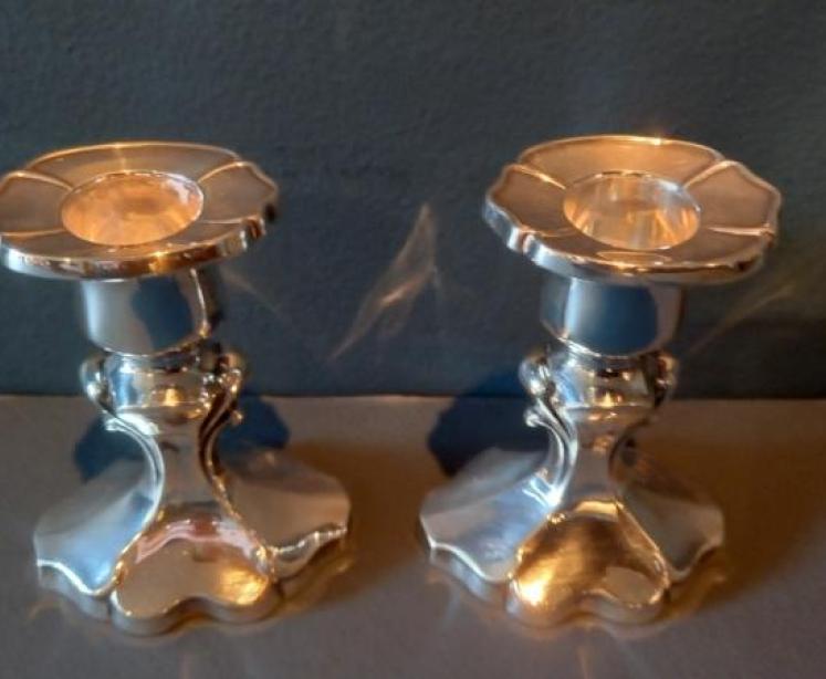 Pair of Edwardian Silver Shaped Candlesticks - Image 2