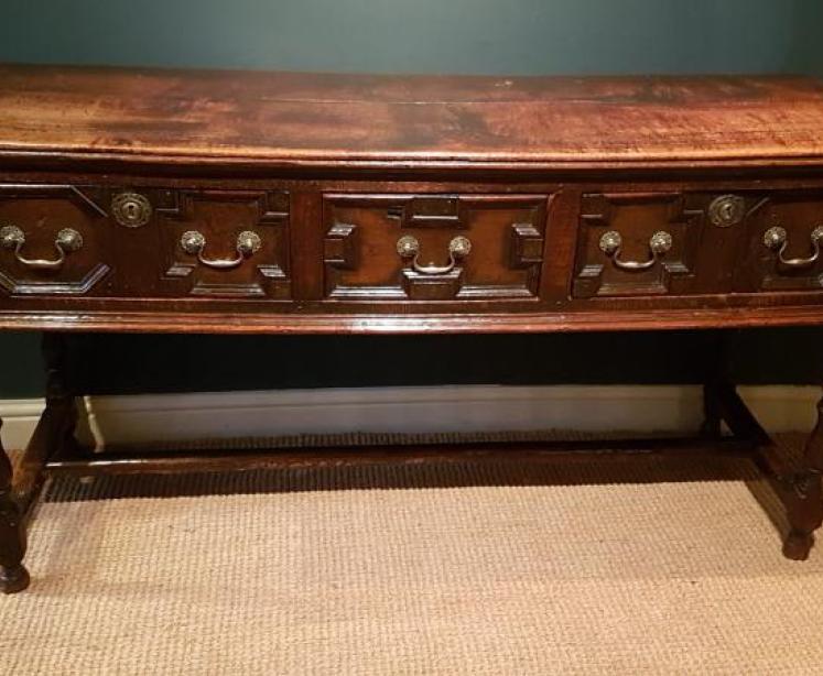 Early Geometric Moulded Front Three Drawer Dresser - Image 1