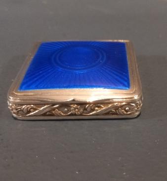 Antique Silver & Royal Blue Enamel Pill Box