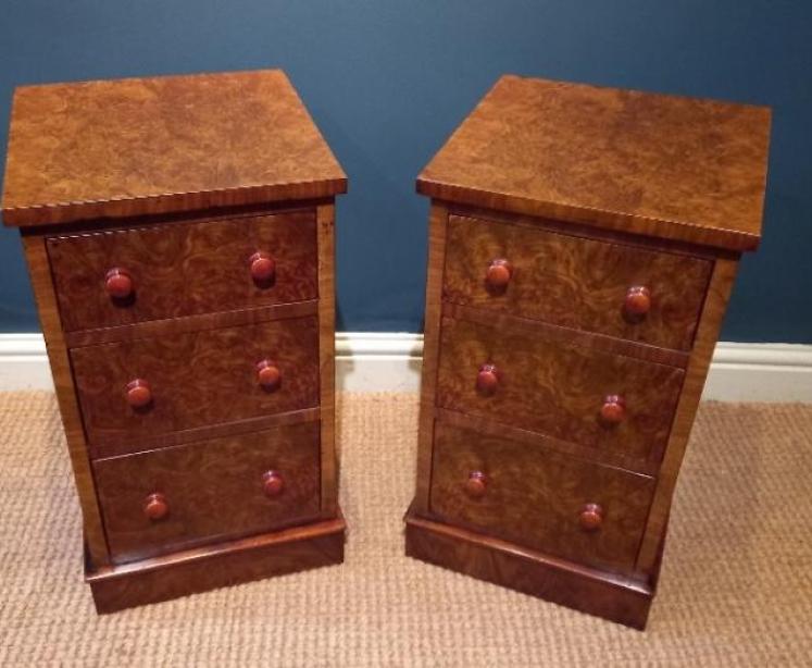 Pair of Mid Victorian Burr Walnut Bedside Cabinets - Image 7