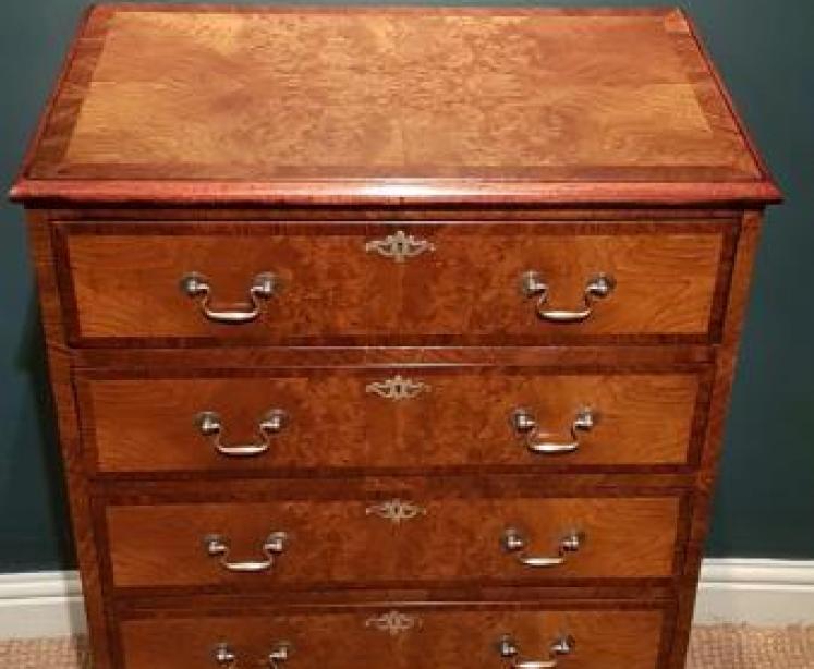 Edwardian Burr Walnut Tallboy Chest - Image 5