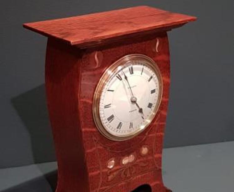 Impressive Inlaid Oak Mantel Clock - Image 6