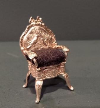 Antique Silver Miniature Armchair Pin Cushion