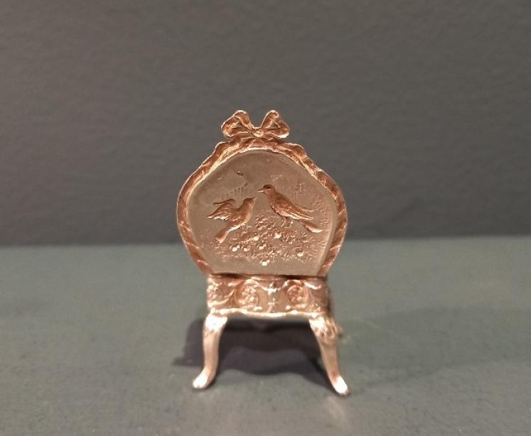 Antique Silver Miniature Armchair Pin Cushion - Image 4