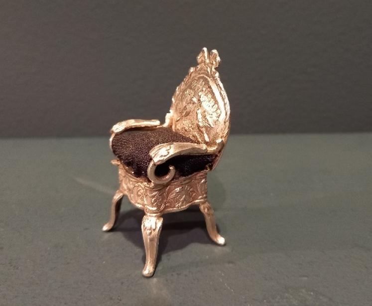 Antique Silver Miniature Armchair Pin Cushion - Image 5