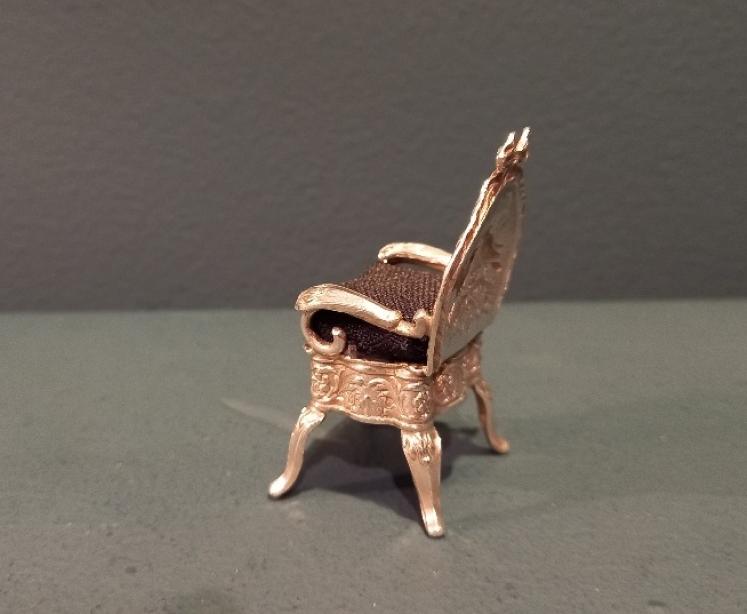 Antique Silver Miniature Armchair Pin Cushion - Image 6