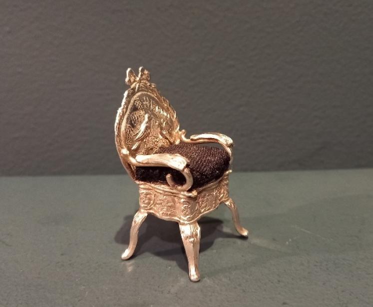 Antique Silver Miniature Armchair Pin Cushion - Image 7