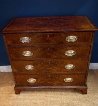 Fine George III Period Burr Walnut Chest of Drawers