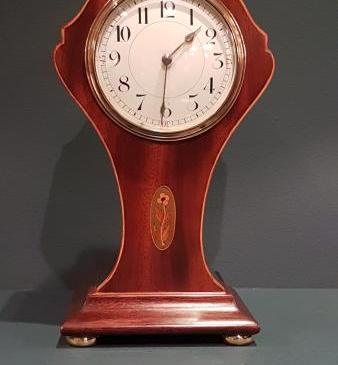 Fine Edwardian Keyhole Shaped Inlaid Mantel Clock