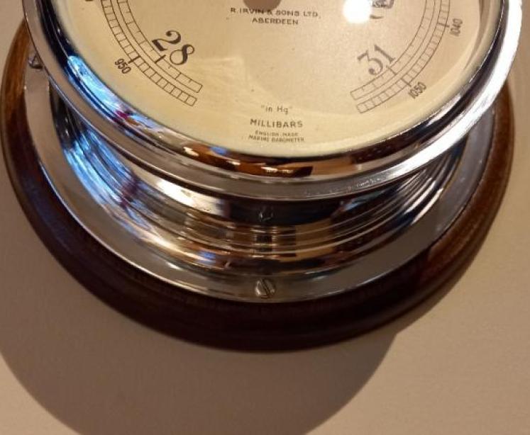 Antique Aberdeen Bulkhead Marine Barometer - Image 4