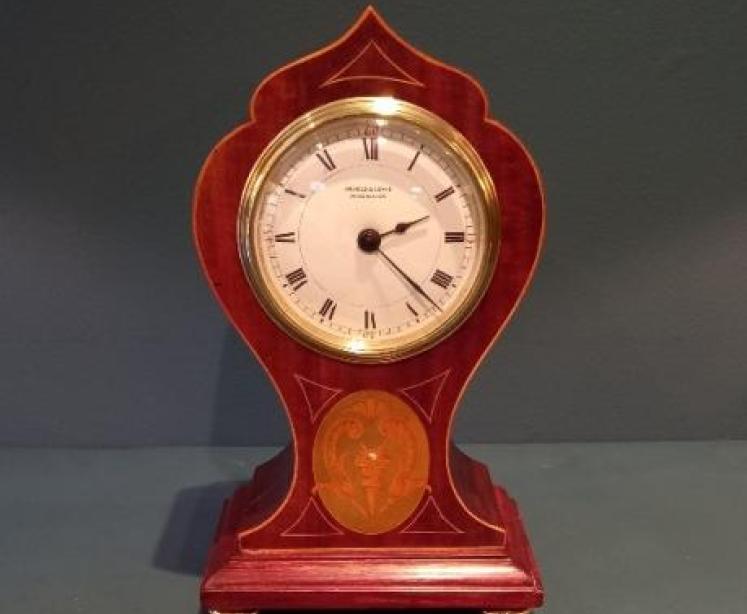 Fine Antique Greek Torch Inlaid Panel Mantel Clock - Image 1