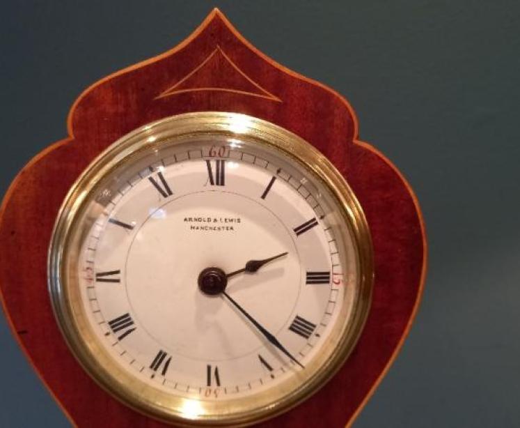 Fine Antique Greek Torch Inlaid Panel Mantel Clock - Image 3