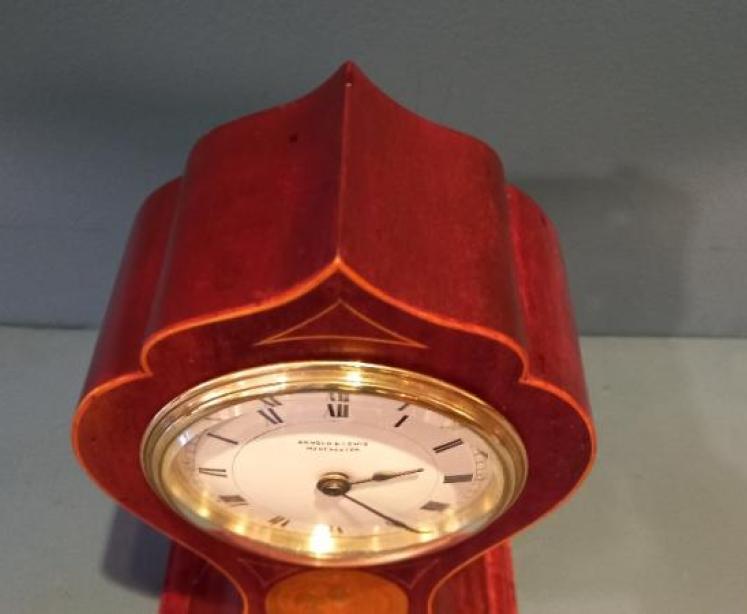 Fine Antique Greek Torch Inlaid Panel Mantel Clock - Image 5