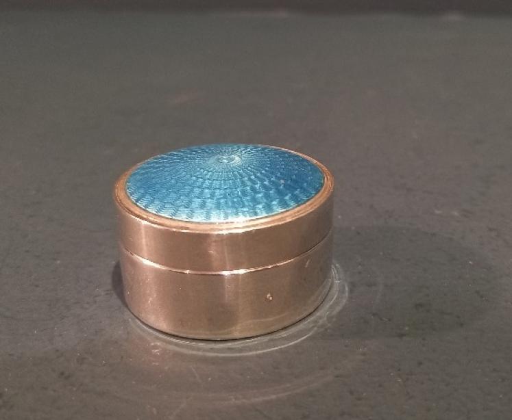 Antique Silver & Blue Enamel Pill Box - Image 7