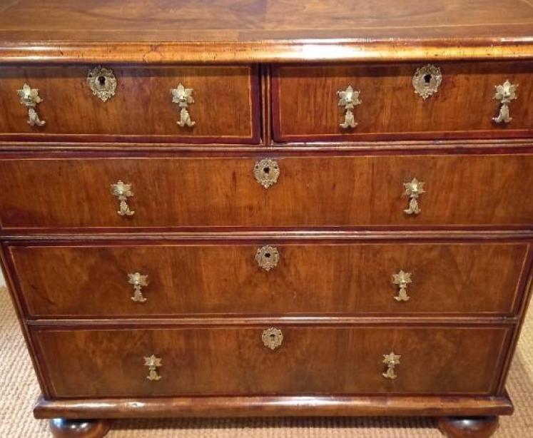 George I Period Figured Walnut Inlaid Chest - Image 2