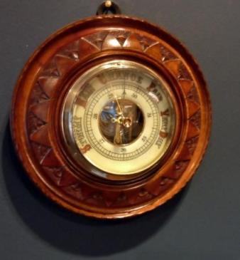 Victorian Walnut Visible Works Aneroid Barometer