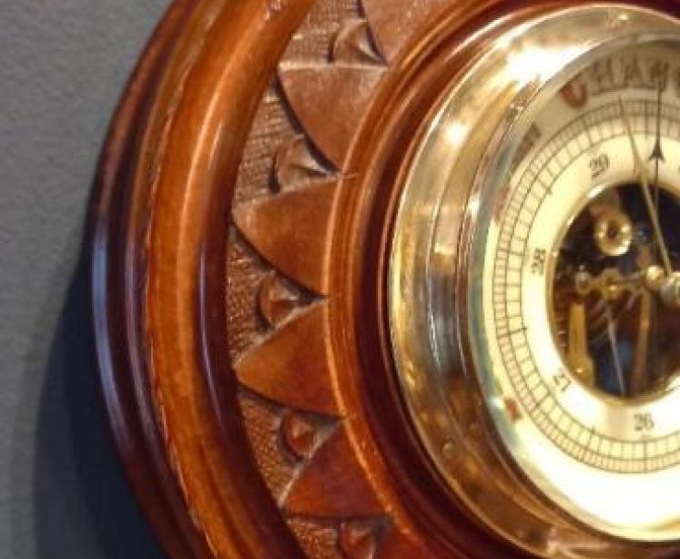 Victorian Walnut Visible Works Aneroid Barometer - Image 4