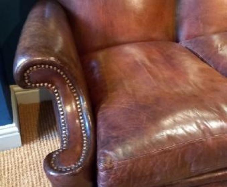 Antique William & Mary Style Leather Sofa - Image 2