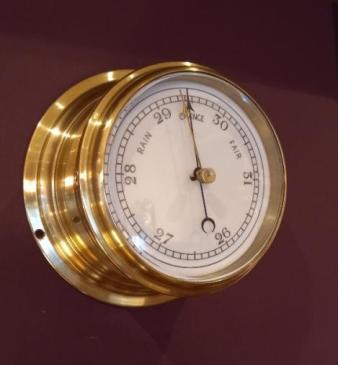 Late Victorian Brass Bulkhead Marine Barometer