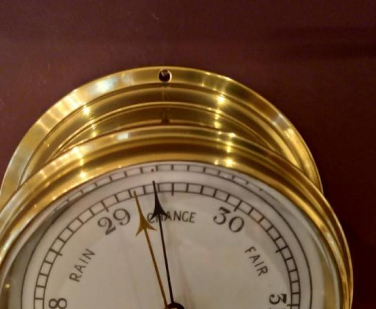 Late Victorian Brass Bulkhead Marine Barometer - Image 5