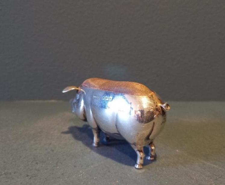 Edwardian Silver Novelty Pig Pin Cushion - Image 6