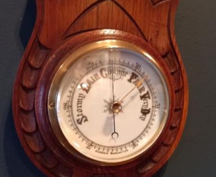 Victorian Solid Oak Aneroid Barometer - Image 1