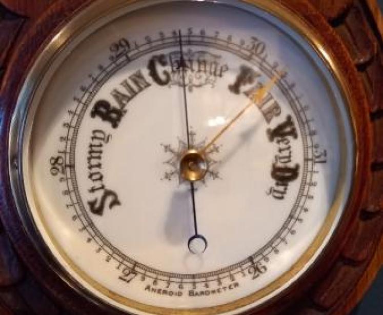 Victorian Solid Oak Aneroid Barometer - Image 3