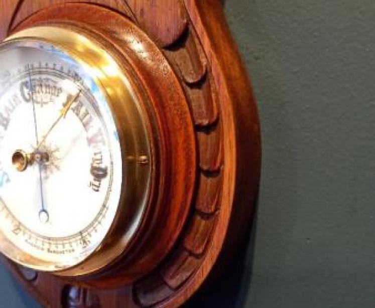 Victorian Solid Oak Aneroid Barometer - Image 7
