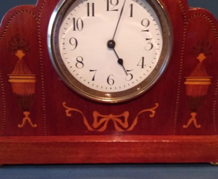 Antique Sheraton Grecian Urn Inlaid Mantel Clock - Image 3