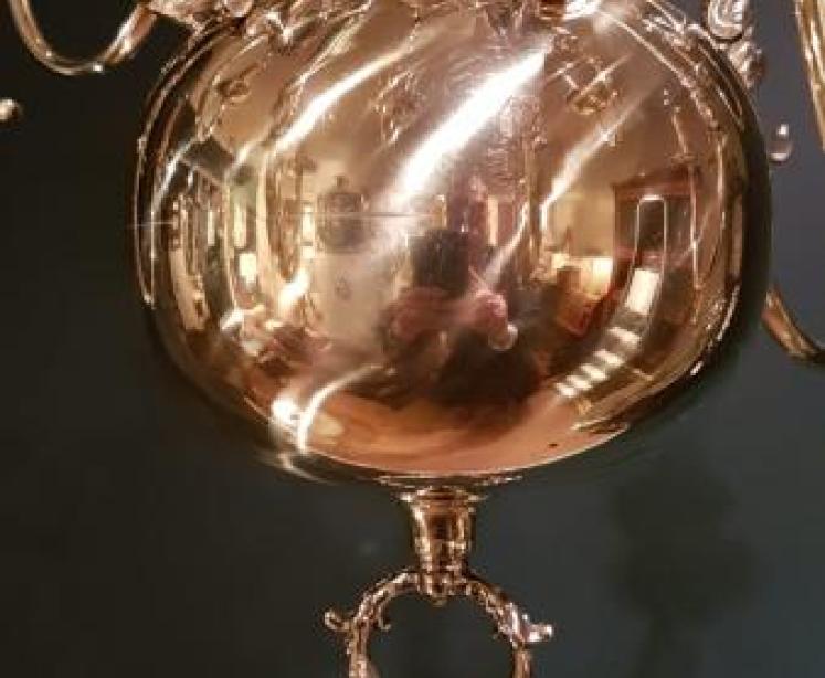 Large Edwardian Brass 2 Tier Chandelier - Image 5