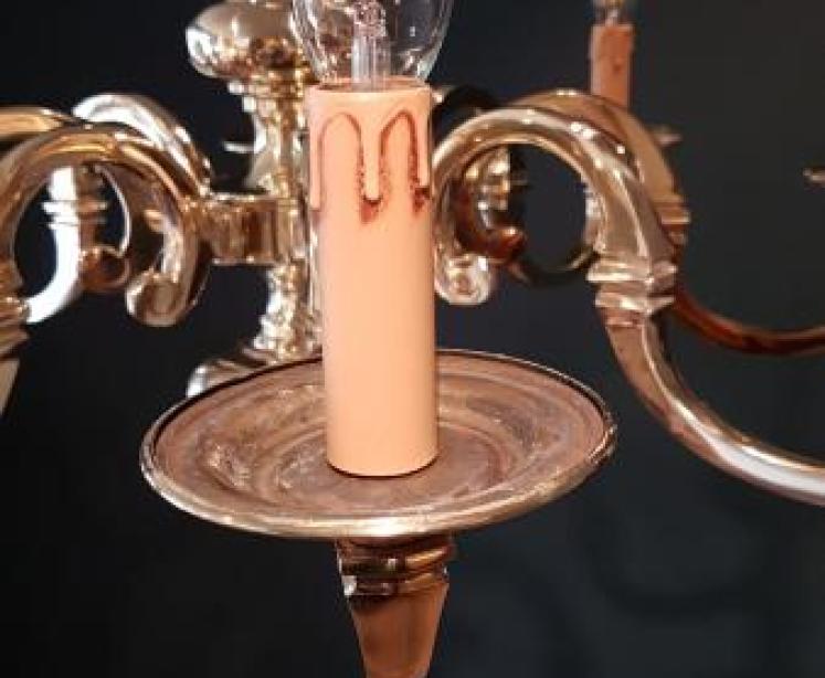 1920's Cast Brass Chandelier - Image 4