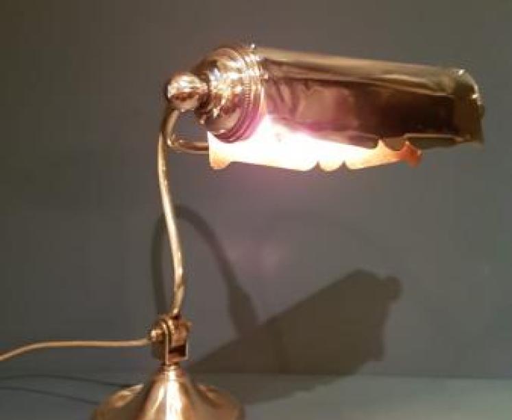 1920's Solid Brass Adjustable Desk Lamp - Image 2
