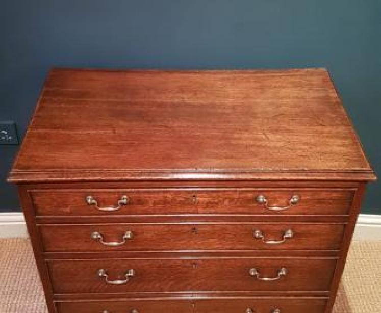 Small George III Period Oak Country House Chest - Image 2