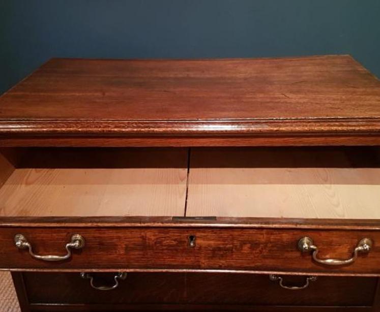 Small George III Period Oak Country House Chest - Image 5