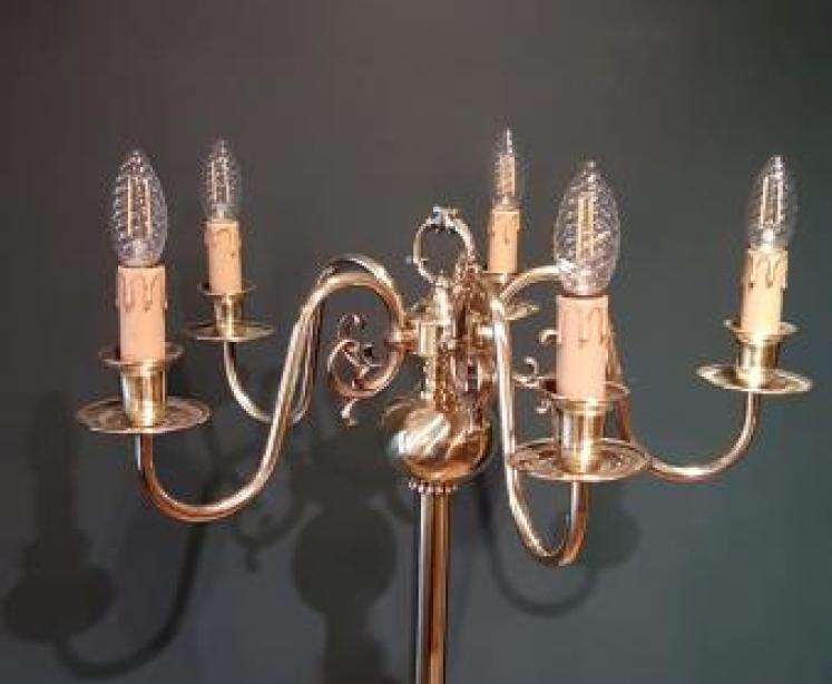 Edwardian Brass Lamp Standard - Image 4