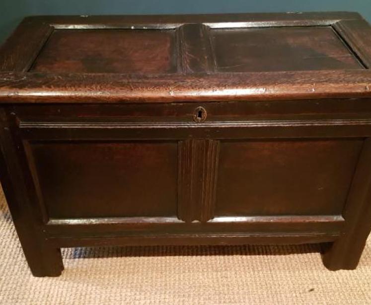 Period Oak Two Panel Coffer - Image 1