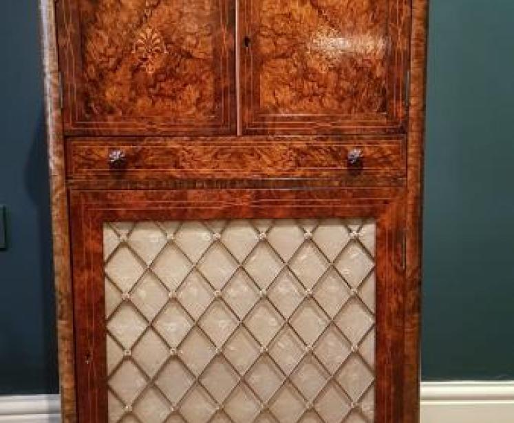 Victorian Burr Walnut Secretaire Cabinet - Image 1